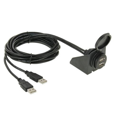 2 USB 2.0 Male to Female Extension Cable with Car Flush Mount, Length: 2m, 2 USB 2.0 Male to Female