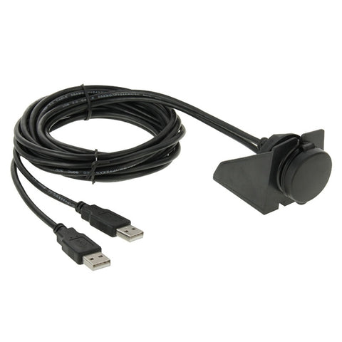 2 USB 2.0 Male to Female Extension Cable with Car Flush Mount, Length: 2m, 2 USB 2.0 Male to Female