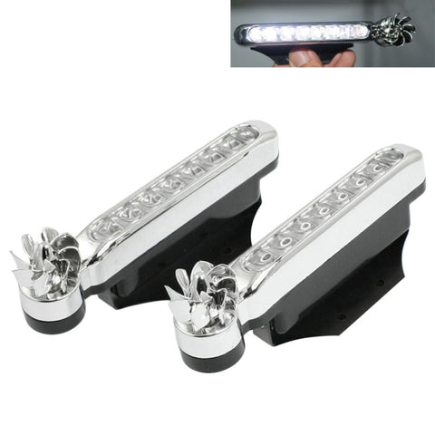2 PCS 8 LED Bulbs Wind Powered Decorative Car Lights, Blue LED, White LED