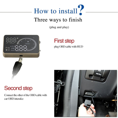 X6 3.5 inch Car OBDII / EUOBD HUD Vehicle-mounted Head Up Display Security System, Support Speed & Water Temperature & Speed Alarm & Fuel Consumption & Battery Voltage, etc., X6