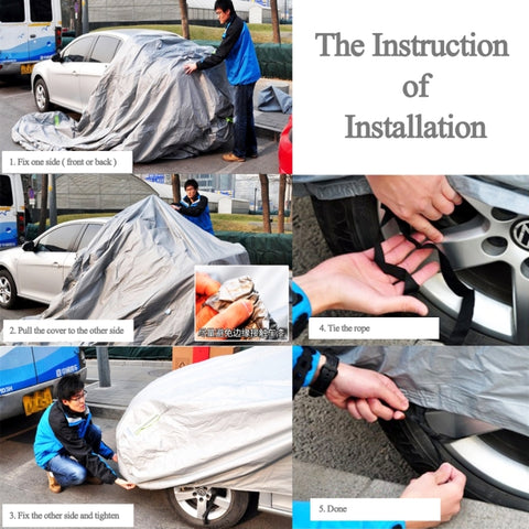 PEVA Anti-Dust Waterproof Sunproof Sedan Car Cover with Warning Strips, 211inch (XXXL)