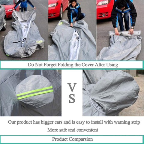 PEVA Anti-Dust Waterproof Sunproof Sedan Car Cover with Warning Strips, 211inch (XXXL)