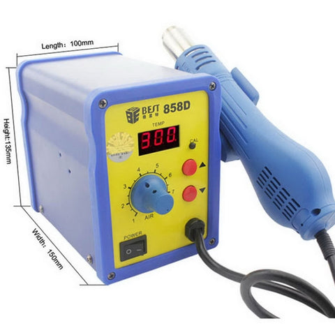 BEST BST-858D AC 220V 50Hz 650W LED Displayer Adjustable Temperature Unleaded Hot Air Gun with Helical Wind, BST-858D EU Plug, BST-858D US Plug