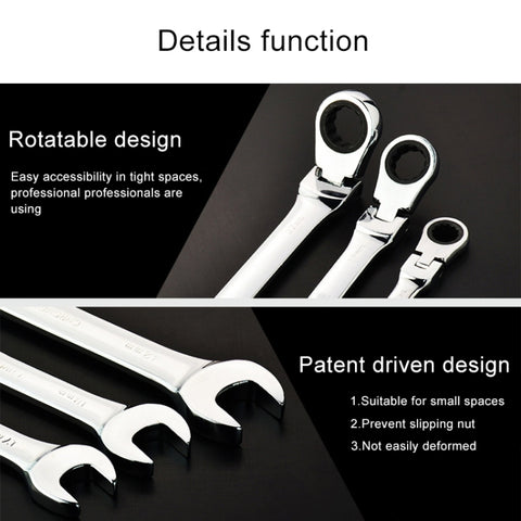 8mm Dual-use Opening Plum Ratcheting Angled Wrench , Length: 13.8cm, 8mm