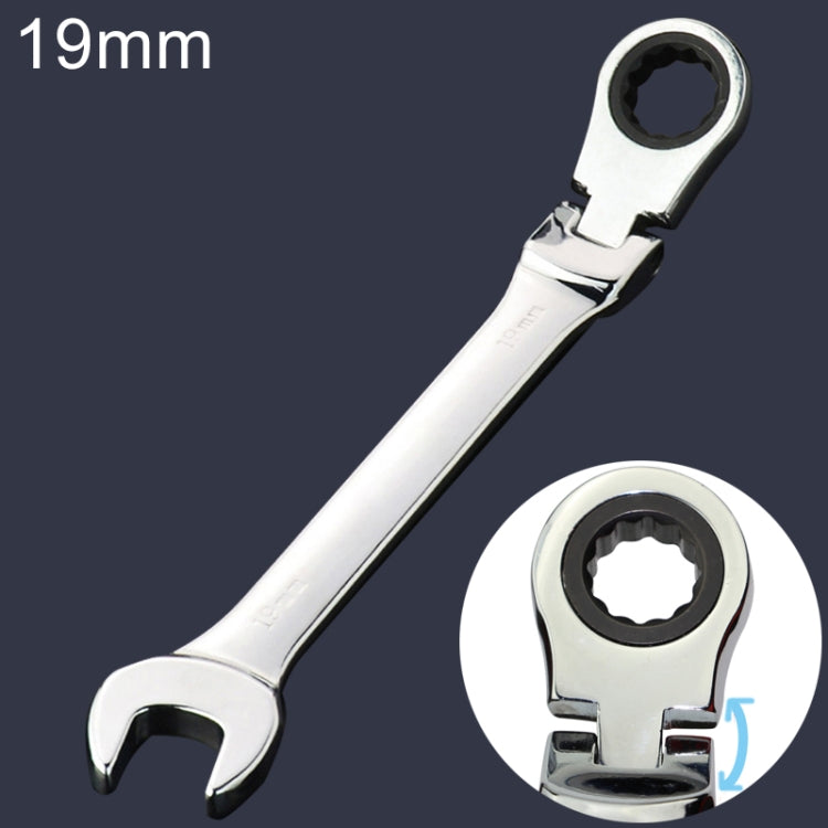 19mm Dual-use Opening Plum Ratcheting Angled Wrench , Length: 24.5cm, 19mm