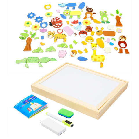 Animal Puzzle Magnetic Double Side Drawing Board, Animal 1
