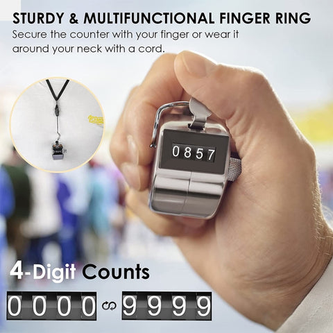 Retro Style 0.8 inch 4-digit Screen Mechanical Manual Metal Counter, Manual Metal Counter