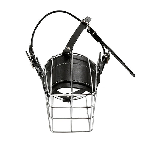 Steel Cage Style Dog Basket Wire Muzzle Protective Snout Cover with Leather Strap, Size: M, Size: M