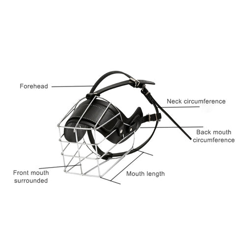 Steel Cage Style Dog Basket Wire Muzzle Protective Snout Cover with Leather Strap, Size: M, Size: M
