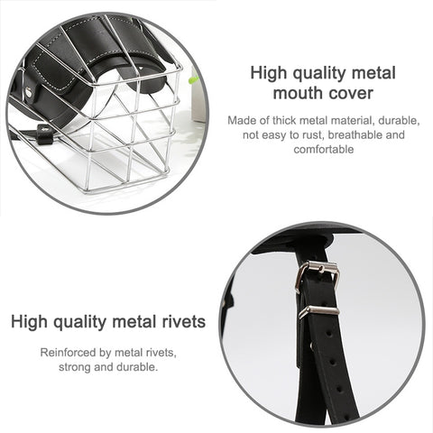 Steel Cage Style Dog Basket Wire Muzzle Protective Snout Cover with Leather Strap, Size: M, Size: M