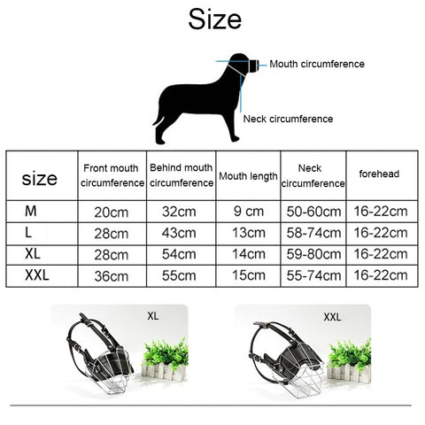 Steel Cage Style Dog Basket Wire Muzzle Protective Snout Cover with Leather Strap, Size: M, Size: M