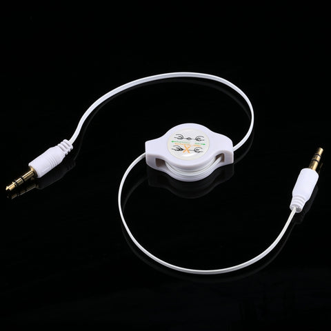 Aux Audio Cable 3.5mm Male to Male Retractable Cord, Compatible with Phones, Tablets, Headphones, MP3 Player, Car/Home Stereo & More, Length: 11cm  to 80cm