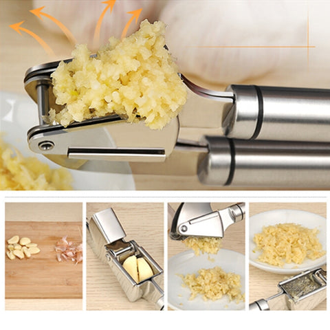 Food Grade 304 Stainless Steel Garlic Press Presser Crusher Slicer, 304 Stainless Steel