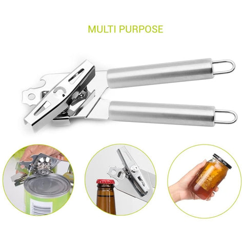Multi-Functional Stainless Steel Can Bottle Opener, Silver