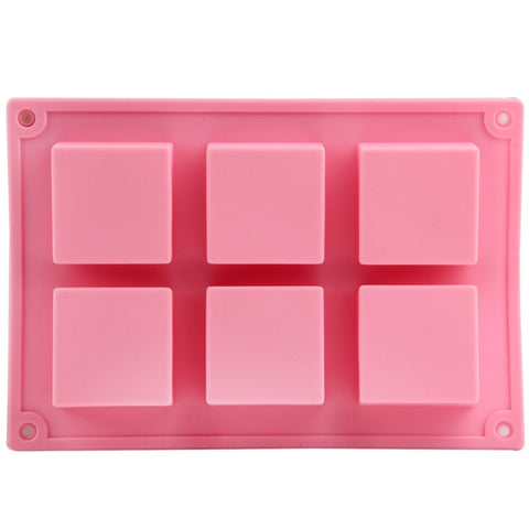 High Quality 6 Holes Square Shape Silicone Material Cake Mold, Square Shape
