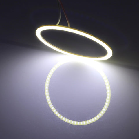 70mm 5W 180LM Angel Eyes Circles Car Headlight COB LED Lights for Vehicles, DC 12-24V, 70mm Blue Light, 70mm White Light