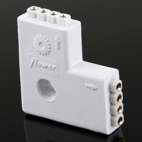 4 Pin 2 Way L Shape Female Connector for RGB LED Flexible Strip