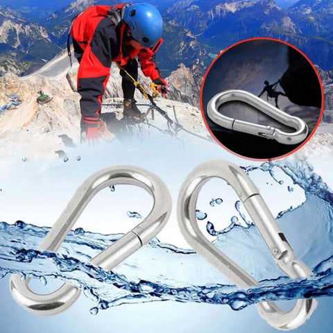 M6 Stainless Steel Carabiner Spring Hook Multi-tool Mountaineering Buckle Lock Camping Hook Rope, Inner Diameter: 5.8mm, M6
