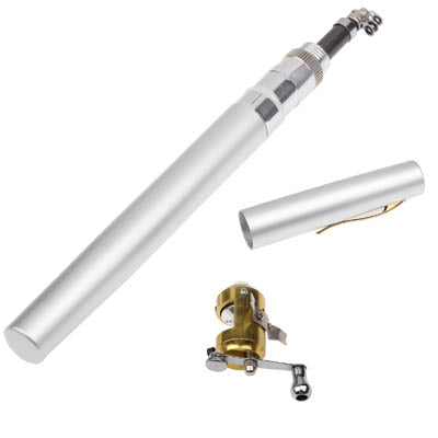 Pen Style Fishing Rod, Circle Pulley Gold, Flywheel Silver, Flywheel Gold