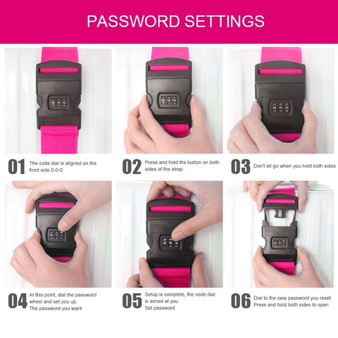 Luggage Strap Cross Belt Adjustable Packing Band Belt Strap with Password Lock for Luggage Travel Suitcase