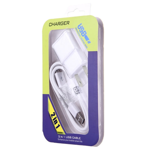 Micro 5 Pin USB Sync Cable + US Plug Travel Charger