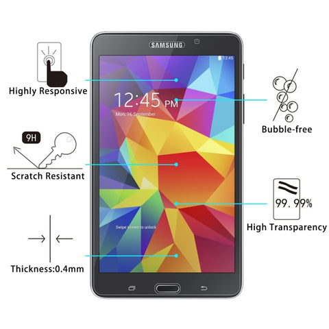 0.4mm 9H+ Surface Hardness 2.5D Explosion-proof Tempered Glass Film for Galaxy Tab 4 7.0 / T230 / T231 / T235, For T230