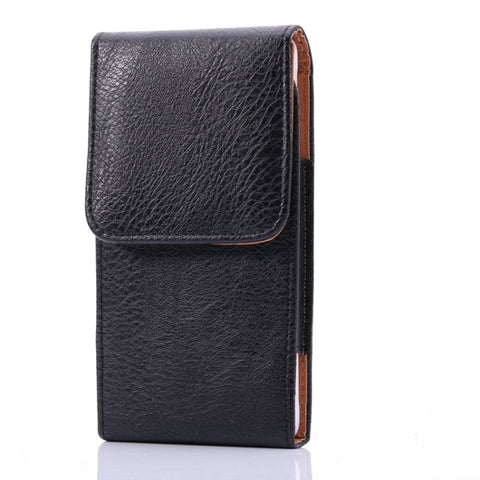 Universal 5 inch Vertical Style Litchi Texture Leather Case / Waist Bag with Back Splint for iPhone X , Galaxy S7 / S6 / S5