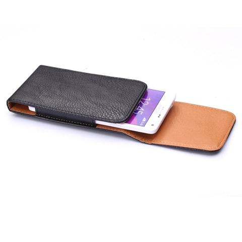 Universal 5 inch Vertical Style Litchi Texture Leather Case / Waist Bag with Back Splint for iPhone X , Galaxy S7 / S6 / S5