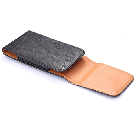 Universal 5 inch Vertical Style Litchi Texture Leather Case / Waist Bag with Back Splint for iPhone X , Galaxy S7 / S6 / S5