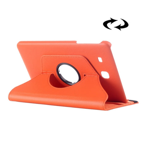 Litchi Texture 360 Degree Rotation Leather Case with Multi-functional Holder for Galaxy Tab E 9.6
