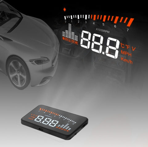 X5 HUD 3 inch Universal Multi Car Head Up Display with OBDII EOBD System, Light Sensors, Rotation Speed, Rotation Speed Unit, Unit Mark, Voltage, Water Temperature, Alarm mark, X5 HUD 3 inch