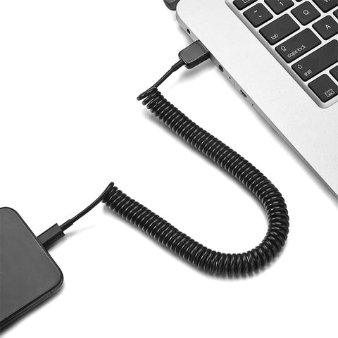 Micro USB Data Sync Charger Coiled Cable, Length: 27.5cm (can be extended up to 100cm)