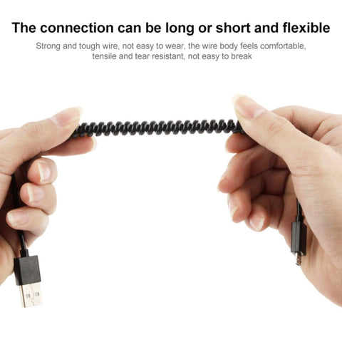 Micro USB Data Sync Charger Coiled Cable, Length: 27.5cm (can be extended up to 100cm)