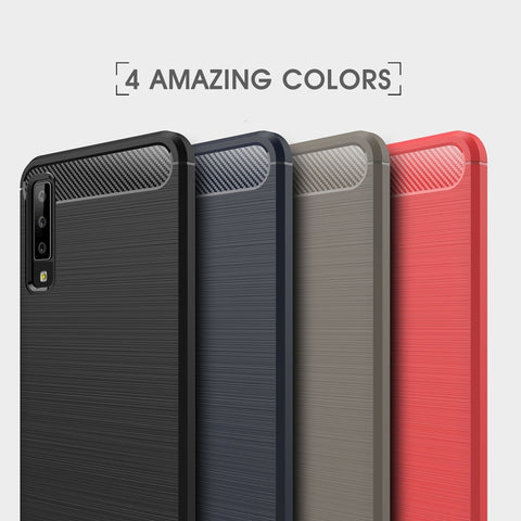 For Galaxy A7 (2018) / A750 Brushed Carbon Fiber Texture TPU Shockproof Anti-slip Soft Protective Back Cover Case, For Galaxy A7 (2018)