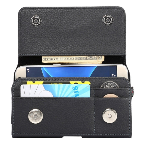 Universal Litchi Texture Vertical Flip Thwartwise PU Leather Case / Waist Bag with Back Splint & Card Slots & 15cm Lanyard for iPhone X  & Galaxy S7 & S6 Edge & S6, Huawei P9 & P9 Lite, Sony Xperia Z5, Xiaomi Redmi 4, Size: 14.6 x 7.8 x 1.8 cm