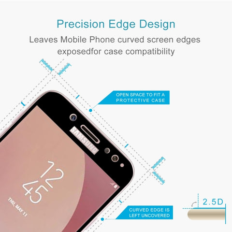 For Galaxy J7 (2017) (EU Version) 0.26mm 9H Surface Hardness 2.5D Curved Silk-screen Full Screen Tempered Glass Screen Protector, For Galaxy J7 (2017) (EU Version)