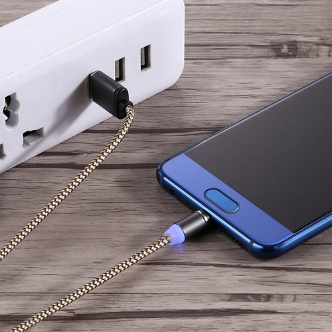360 Degree Rotation 1m Weave Style Micro USB to USB 2.0 Strong Magnetic Charger Cable with LED Indicator