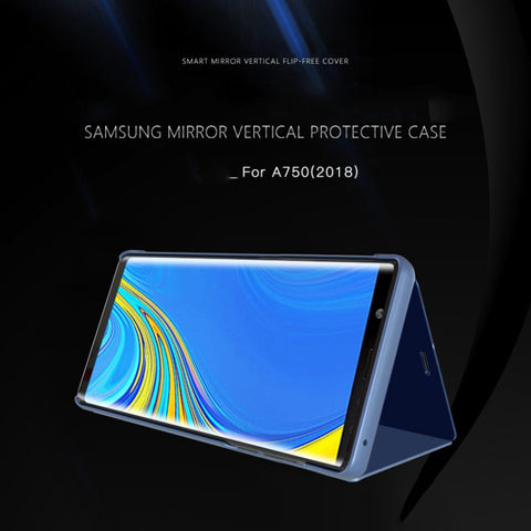 Mirror Clear View Horizontal Flip PU Smart Leather Case for Galaxy A7 (2018), with Holder, For Galaxy A7 (2018)