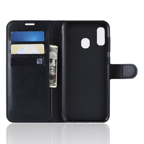 Litchi Texture Horizontal Flip Leather Case for Galaxy A20e, with Wallet & Holder & Card Slots, For Galaxy A20e
