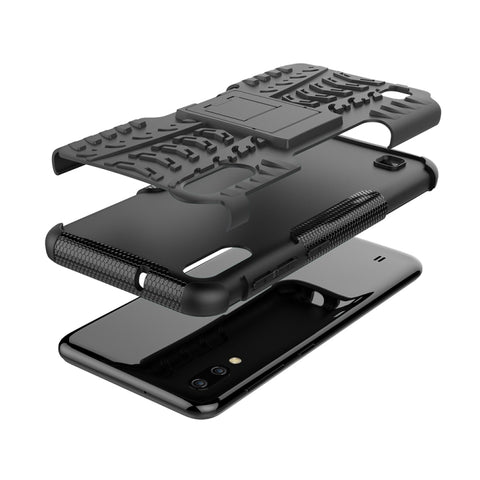 Shockproof  PC + TPU Tire Pattern Case for Galaxy M10, with Holder