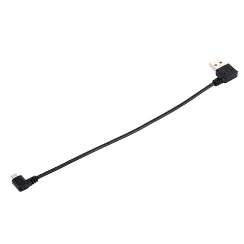 20cm USB 2.0 Male Angle Left to Left Turn Micro USB Male Angle Data Charging Cable, The plug is on the same side