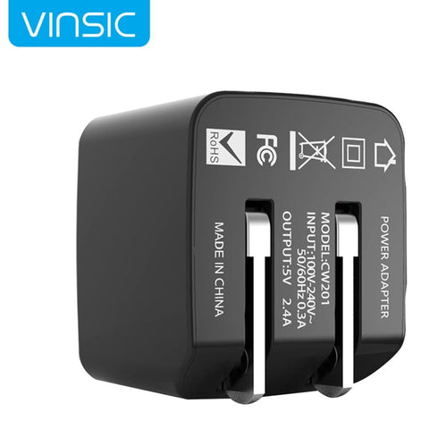 Vinsic 12W 5V 2.4A Output Dual USB Wall Charger USB Charger Adapter