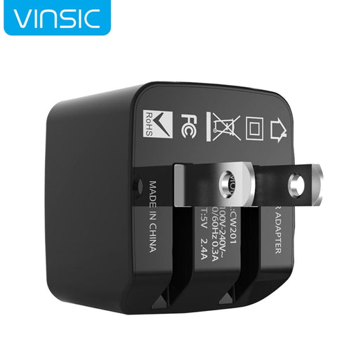 Vinsic 12W 5V 2.4A Output Dual USB Wall Charger USB Charger Adapter