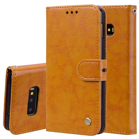 Business Style Oil Wax Texture Horizontal Flip Leather Case for Galaxy S10 E, with Holder & Card Slots & Wallet, For Galaxy S10 E