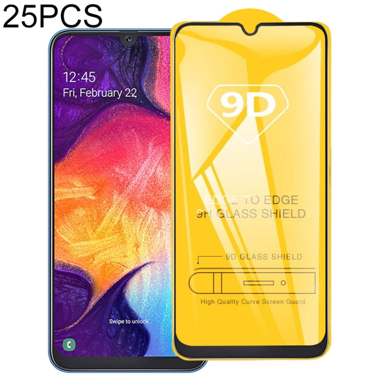 25 PCS For Galaxy A10s 9D Full Glue Full Screen Tempered Glass Film, For Galaxy A10s