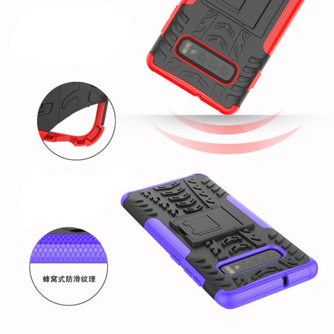 Tire Texture TPU+PC Shockproof Case for Galaxy S10+, with Holder, For Galaxy S10+