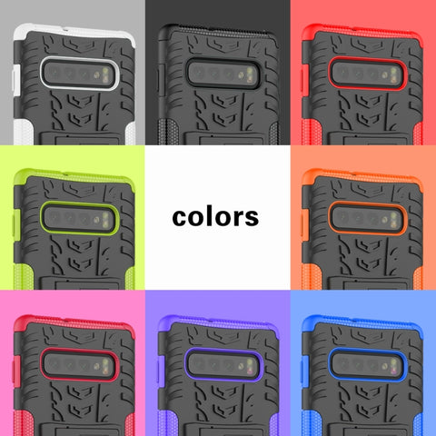Tire Texture TPU+PC Shockproof Case for Galaxy S10+, with Holder, For Galaxy S10+