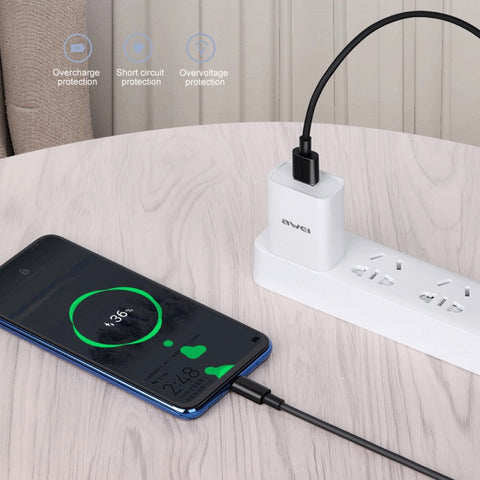 awei CL-77M 5A USB to Micro USB Interface Smart Fast Charge TPE Data Cable, Cable Length: 1m, Micro USB