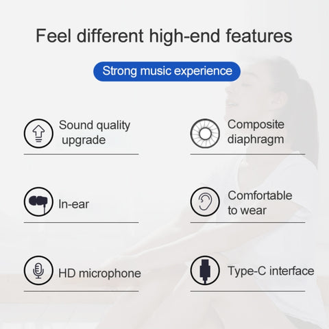 USB-C / Type-C Interface In Ear Wired Mega Bass Earphone with Mic