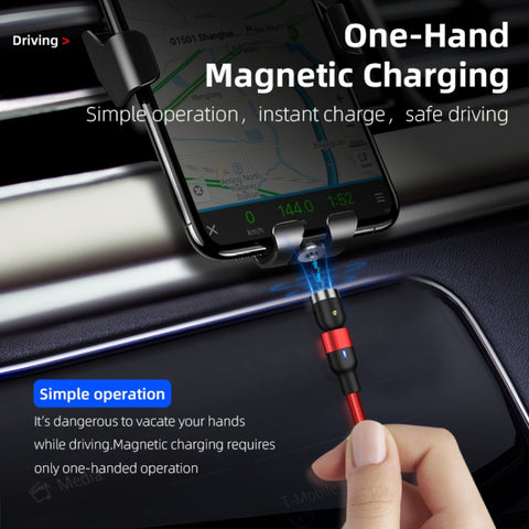 1m 2A Output USB to USB-C / Type-C Nylon Braided Rotate Magnetic Charging Cable, 1m Type-C